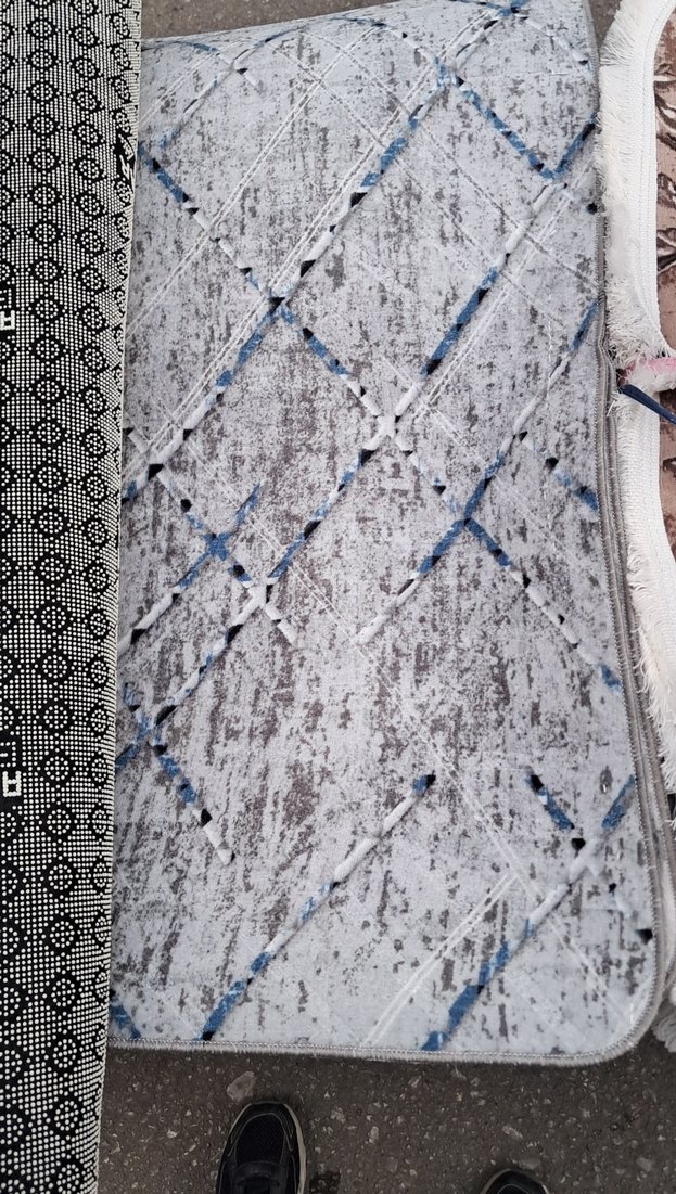 Gri Soyut Desenli Modern Halı - Görsel 2