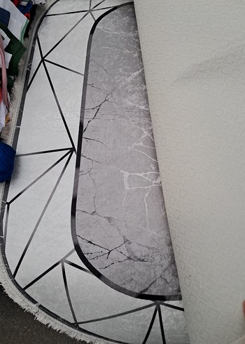 Gri İşlemeli Oval Halı 80×120 cm - Görsel 11