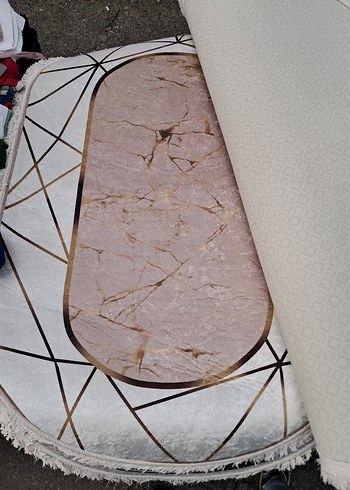 Gri İşlemeli Oval Halı 80×120 cm - Görsel 3