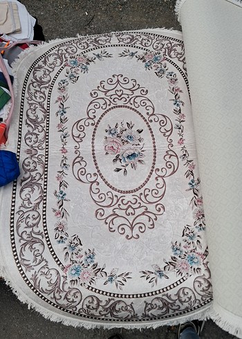 Gri İşlemeli Oval Halı 80×120 cm - Görsel 2