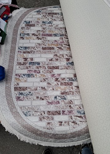 Gri İşlemeli Oval Halı 80×120 cm - Görsel 6