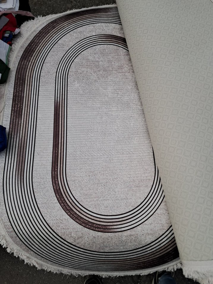 Gri İşlemeli Oval Halı 80×120 cm - Görsel 4