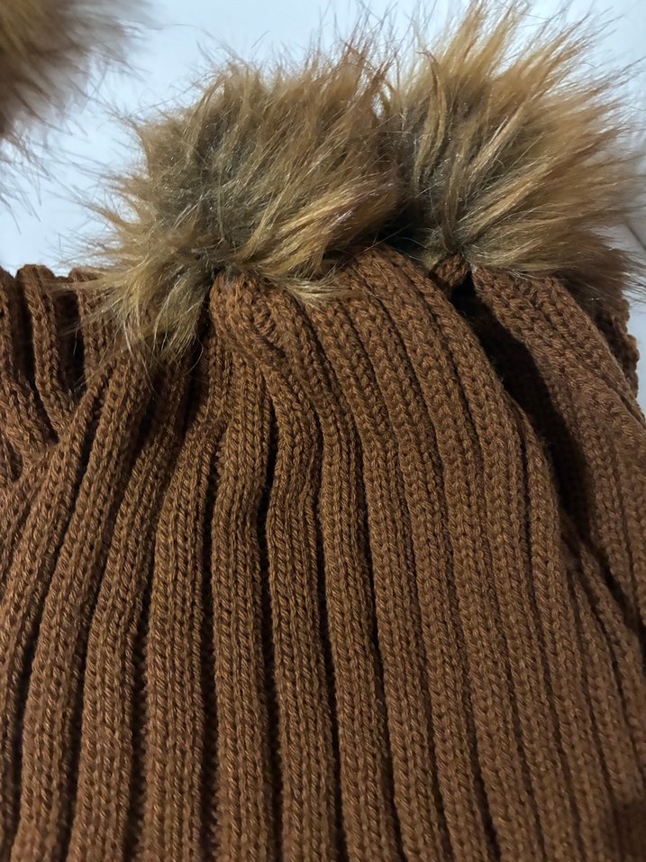 Kahverengi Çocuk Triko Bere ve Atkı Seti - Görsel 3