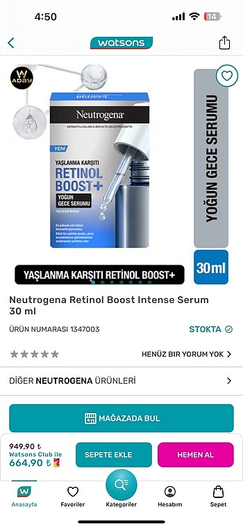  Beden Renk Neutrogena Retinol Boost Serum