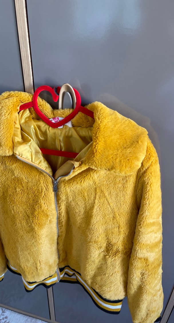 Sarı Kürk Detaylı Kadın Ceket - Görsel 2