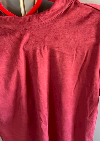 Bordo Süet Kısa Kollu Elbise - Görsel 2