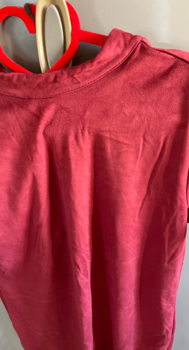 Bordo Süet Kısa Kollu Elbise - Görsel 2