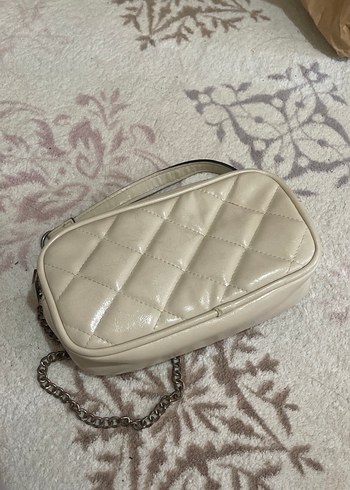 Bej Deri Zincir Askılı Kadın Çanta - Görsel 3