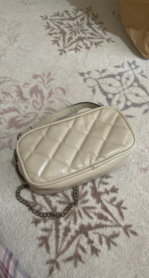 Bej Deri Zincir Askılı Kadın Çanta - Görsel 3