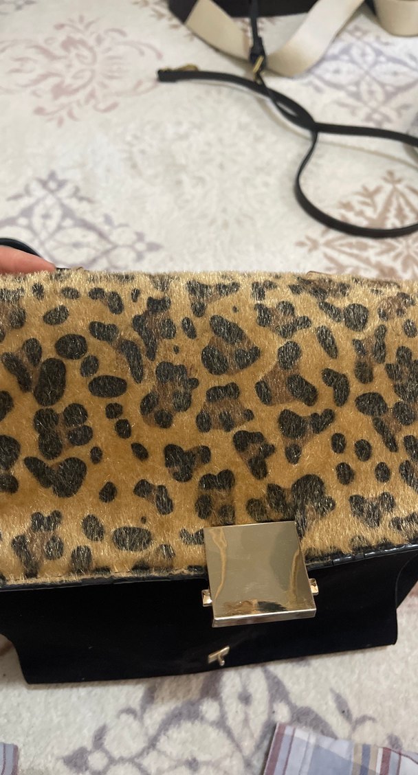 Kahverengi Leopar Desenli Süet Kadın Çanta - Görsel 3