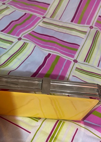 Parlak Sarı Retro Kadın Portföy Çanta - Görsel 2