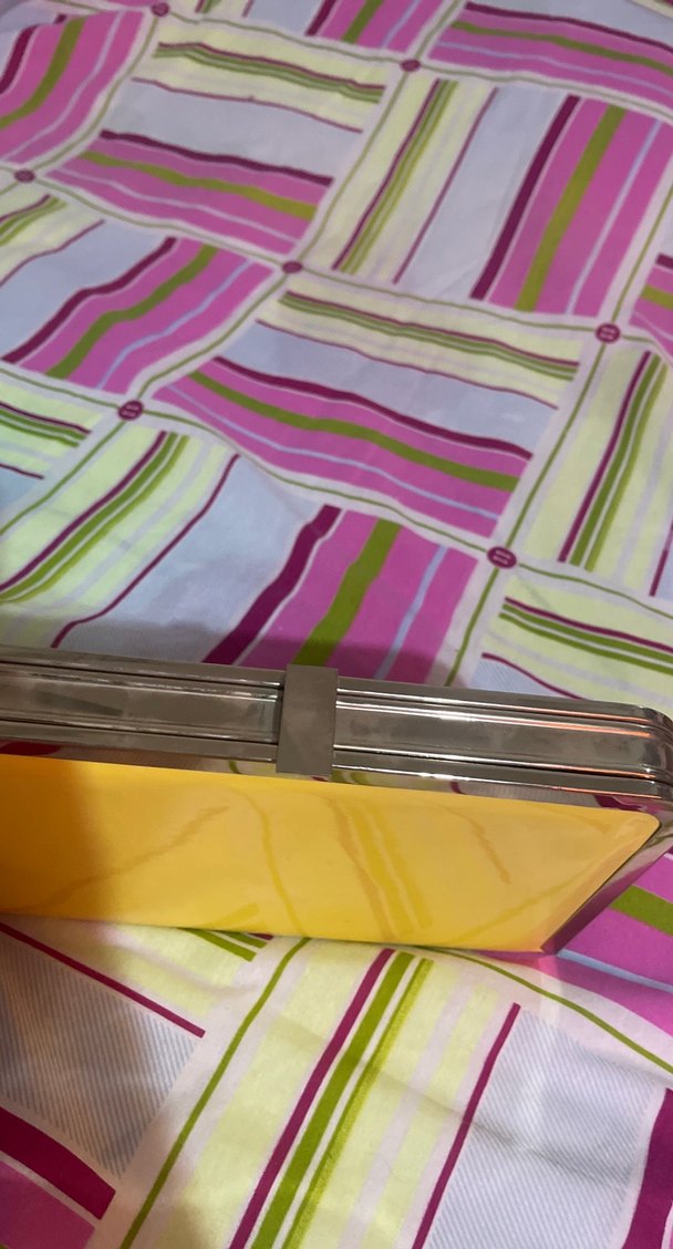 Parlak Sarı Retro Kadın Portföy Çanta - Görsel 2