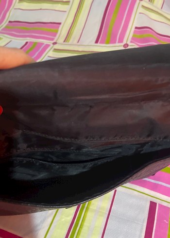 Siyah Yılan Derisi Desenli Deri Clutch Çanta - Görsel 2