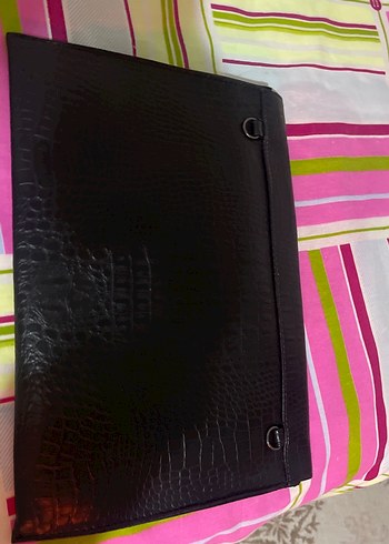 Siyah Yılan Derisi Desenli Deri Clutch Çanta - Görsel 3