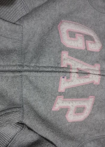 ORJINAL GAP MARKA Kız Çocuk Gri Kapüşonlu Fermuarlı Sweatshirt - Görsel 2