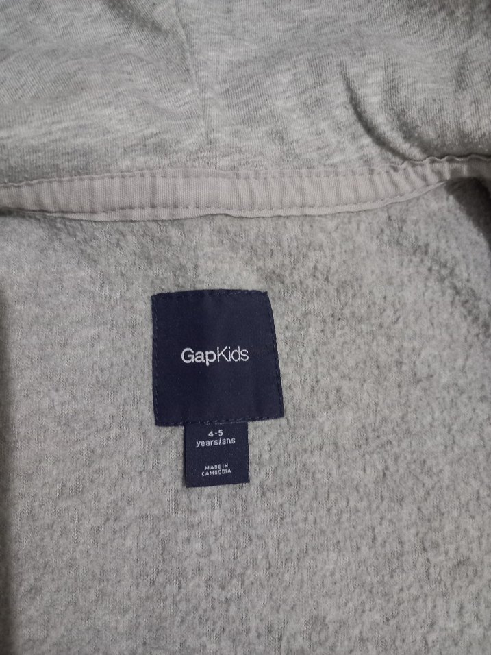 ORJINAL GAP MARKA Kız Çocuk Gri Kapüşonlu Fermuarlı Sweatshirt - Görsel 3