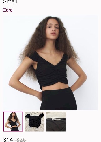 Siyah V Yakalı Kısa Crop Top