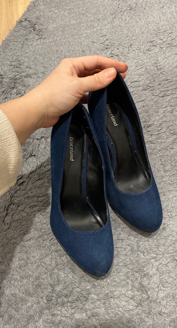 Kadın Lacivert Süet Stiletto Topuklu Ayakkabı - Görsel 4