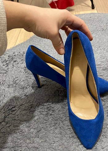 Mavi Süet Stiletto Kadın Ayakkabı - Görsel 4