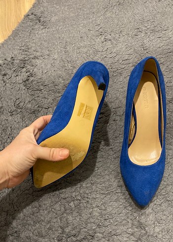 Mavi Süet Stiletto Kadın Ayakkabı - Görsel 3