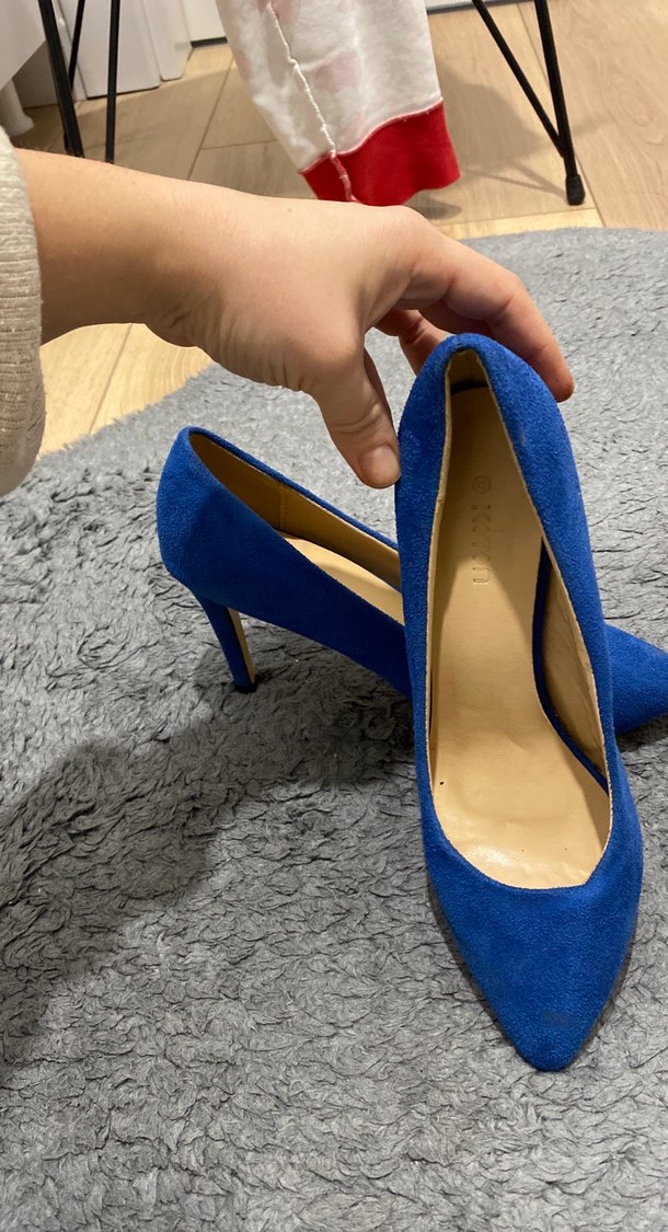 Mavi Süet Stiletto Kadın Ayakkabı - Görsel 4