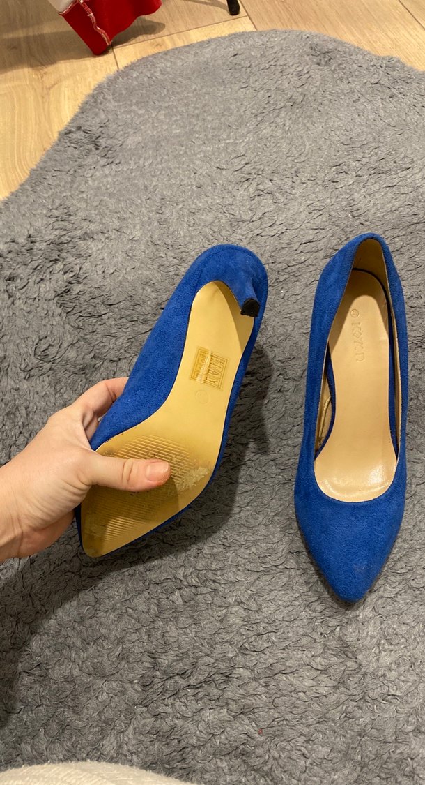 Mavi Süet Stiletto Kadın Ayakkabı - Görsel 3