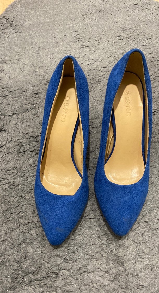 Mavi Süet Stiletto Kadın Ayakkabı - Görsel 2