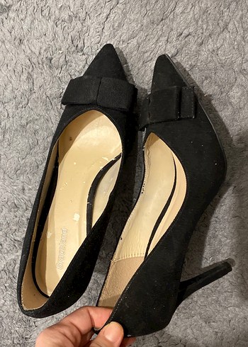 Siyah süet stiletto . - Görsel 4