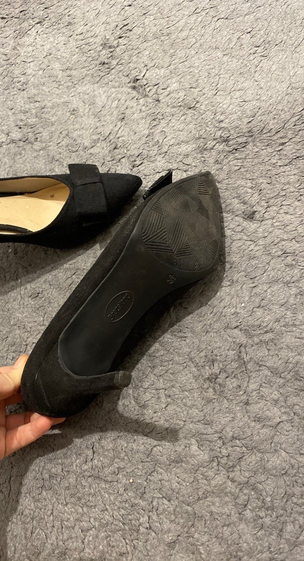 Siyah süet stiletto . - Görsel 2