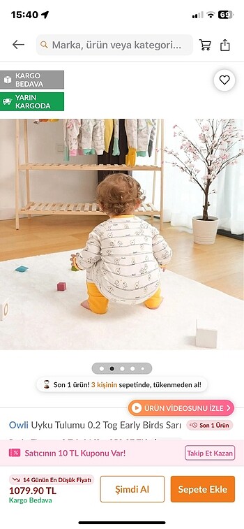 24-36 Ay Beden OWLİ Uyku tulumu