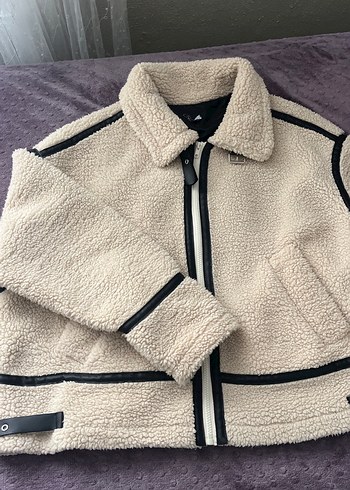 Fermuarlı Beyaz Kadın Peluş Ceket - Görsel 2