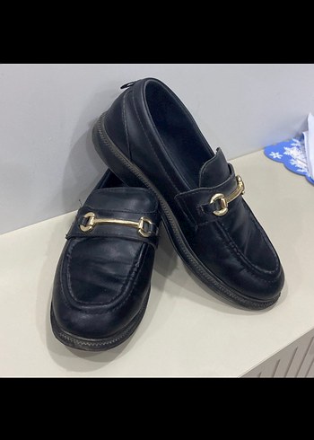 Klasik Siyah Deri Tokalı Kız çocuk Loafer - Görsel 3