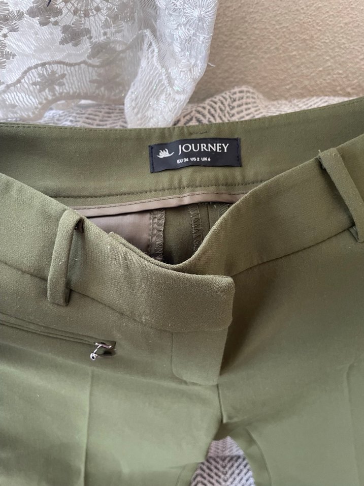 Kadın Haki Kumaş Pantolon - Görsel 3