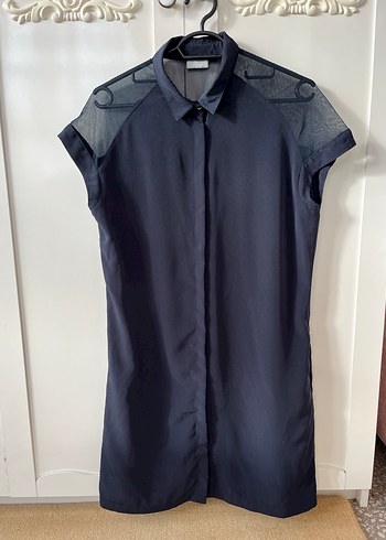 Transparan Detaylı Cepli Gömelk Elbise - Görsel 2