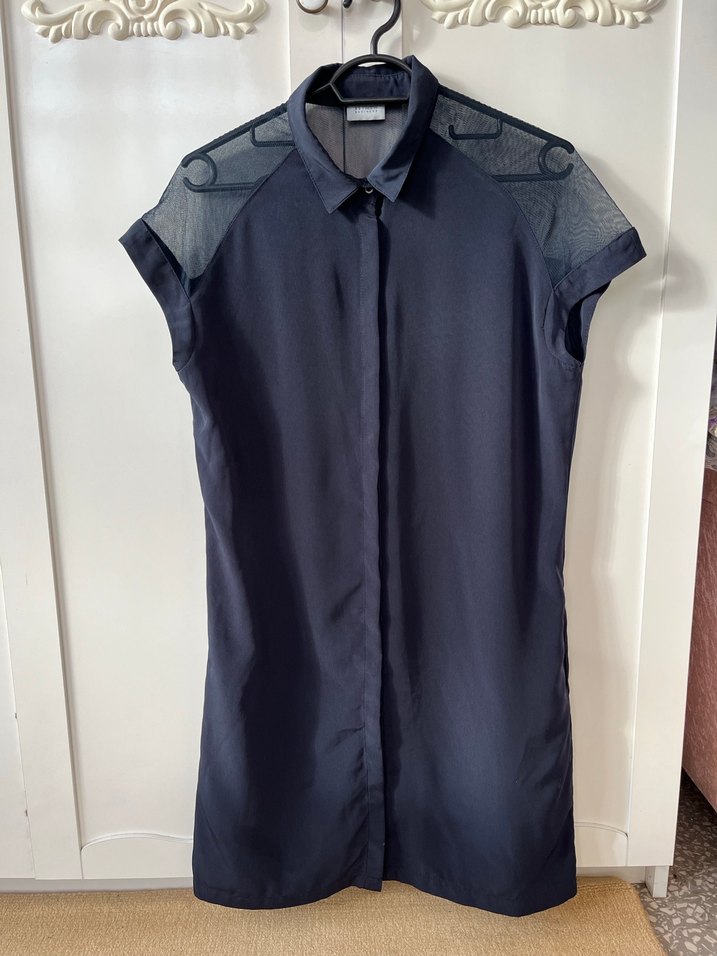 Transparan Detaylı Cepli Gömelk Elbise - Görsel 2