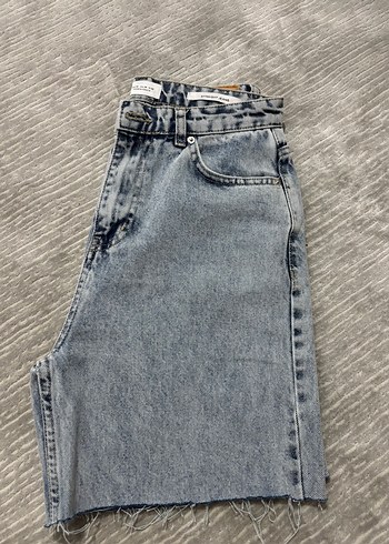 m Beden gri Renk Gri Salaş Mini Denim Şort