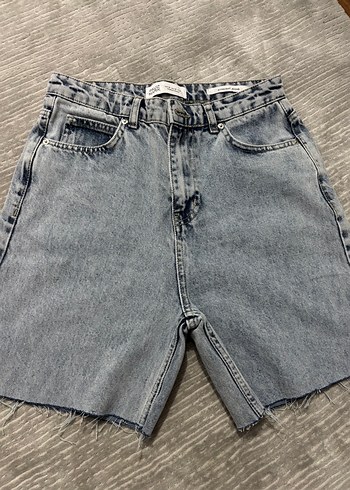 m Beden Gri Salaş Mini Denim Şort