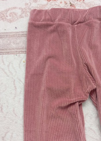 kadife Detaylı Pembe Kız Tayt - Görsel 3