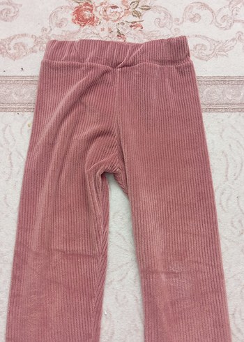 kadife Detaylı Pembe Kız Tayt - Görsel 2