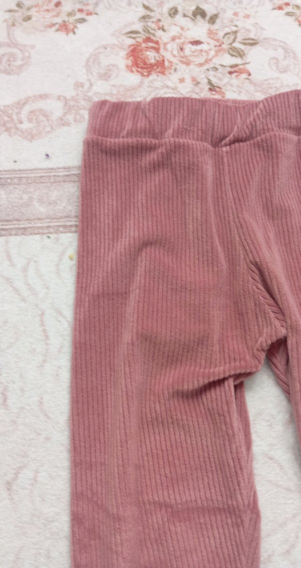 kadife Detaylı Pembe Kız Tayt - Görsel 3