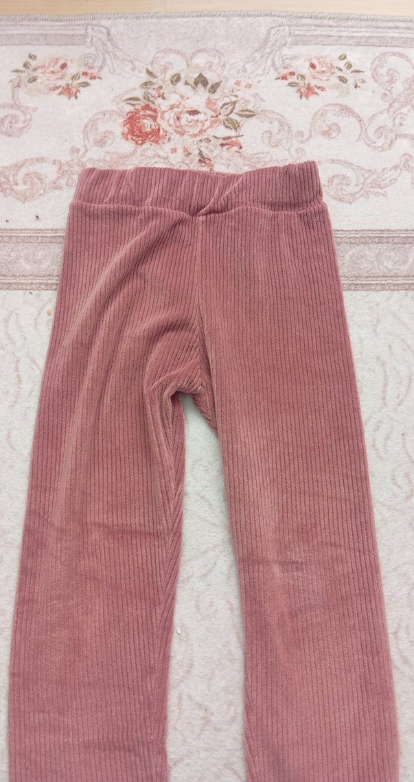 kadife Detaylı Pembe Kız Tayt - Görsel 2