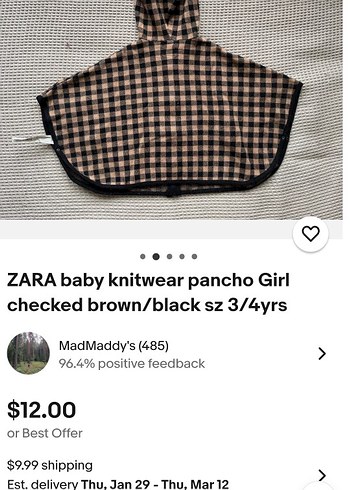 Kız Çocuk Kapüşonlu Kareli Panço - Görsel 2