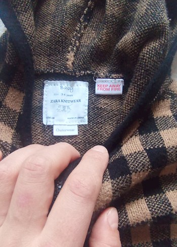 Kız Çocuk Kapüşonlu Kareli Panço - Görsel 10