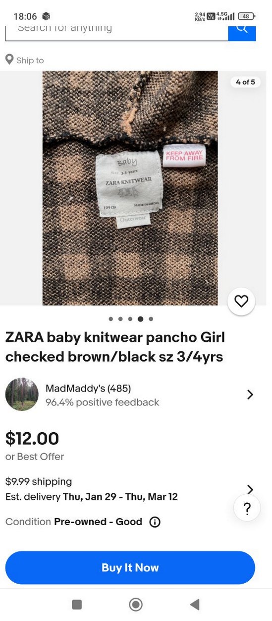 Kız Çocuk Kapüşonlu Kareli Panço - Görsel 4