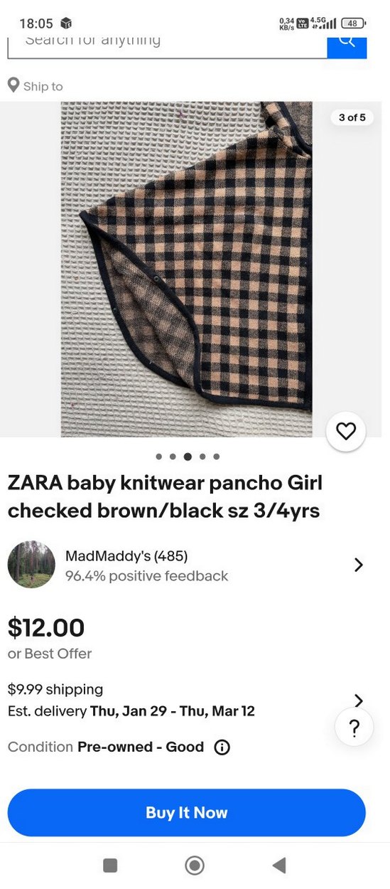 Kız Çocuk Kapüşonlu Kareli Panço - Görsel 3