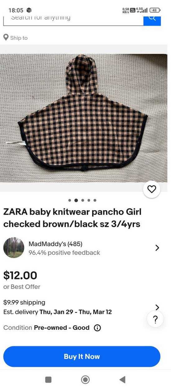 Kız Çocuk Kapüşonlu Kareli Panço - Görsel 2