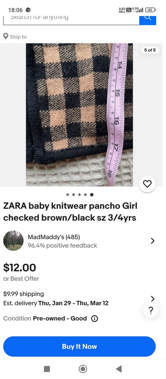 Kız Çocuk Kapüşonlu Kareli Panço - Görsel 5