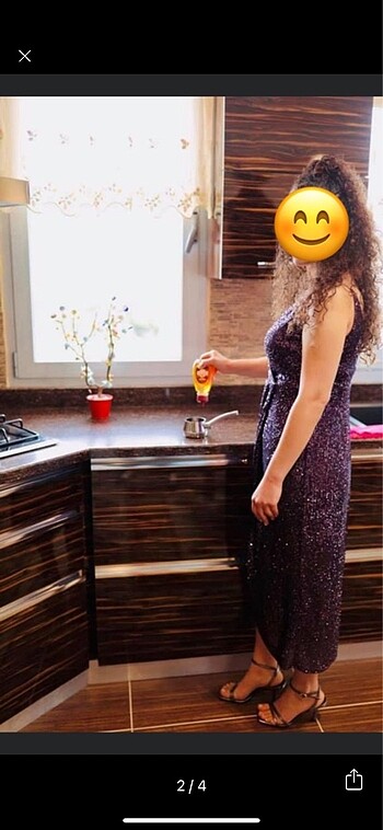 Adil Işık Adl marka mor payetli midi boy elbise