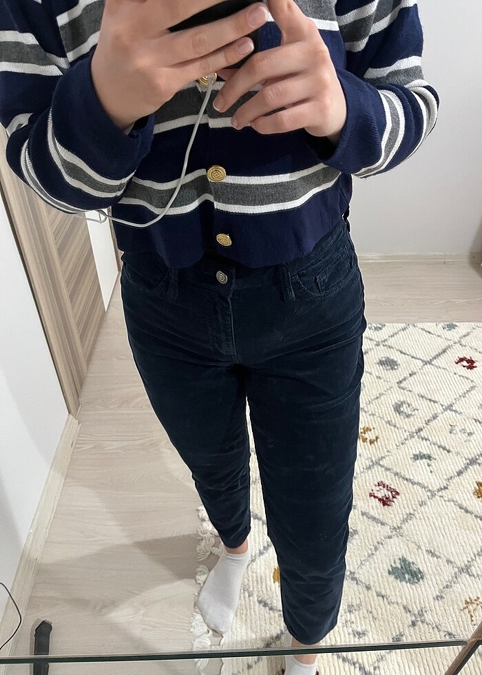 Mavi marka lacivert kadife pantolon - Görsel 3