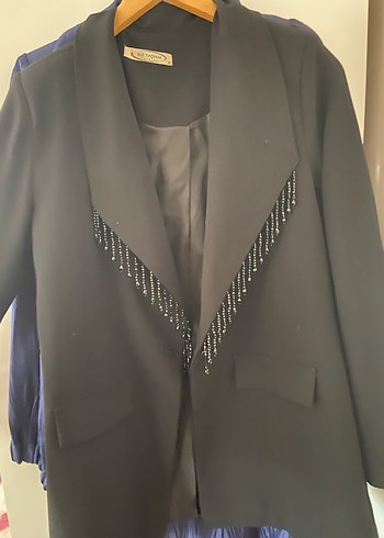m Beden siyah Renk Düğmeli Siyah Midi Kadın Blazer Ceket